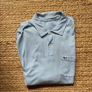 Vineyard Vines Blue and White Striped Polo Shirt